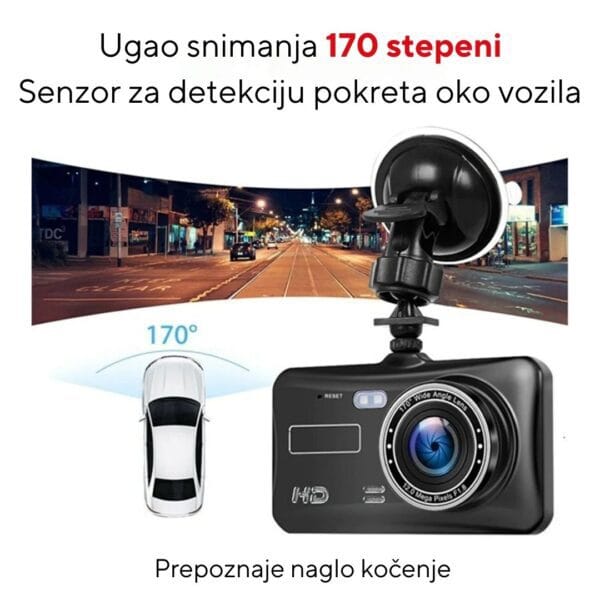 Auto kamera Dash Cam sa 4" ekranom na dodir - Slika 5
